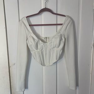 Missguided white long sleeve corset top (size medium)